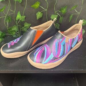 UIN Men's Walking Travel Slip On Microfiber Casual Comfort Sneakers Artsy Sz 9.5